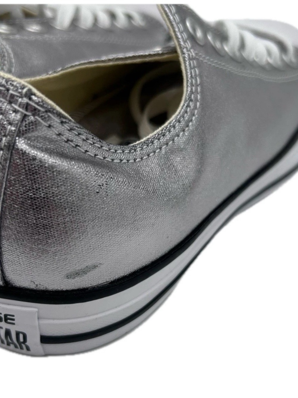 Converse Metallic Silver Low Top Sneakers with Cream Insole - Picture 11 of 11